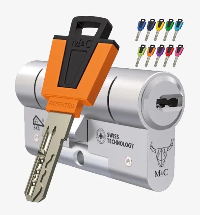 Cerradura de seguridad M&C Color modular con sistema antibumping y llaves personalizables en Sabadell.