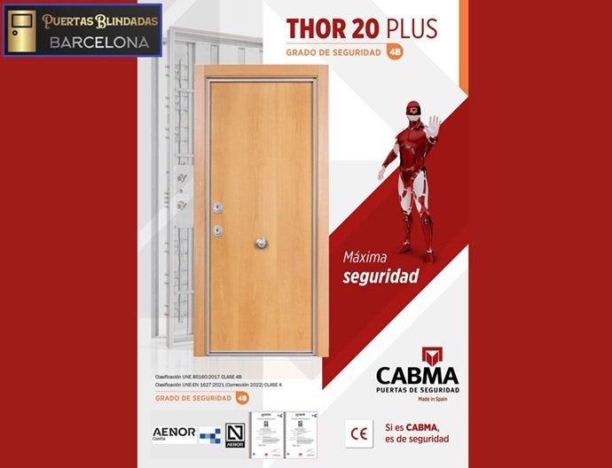 Ficha técnica homologada AENOR de la puerta acorazada CABMA Thor 20 Plus Grado 4B